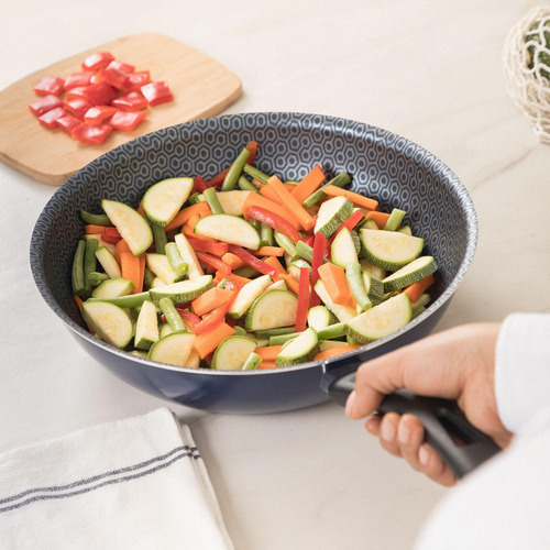 Wok De Aluminio Antiadherente 28 Cm Color Azul
