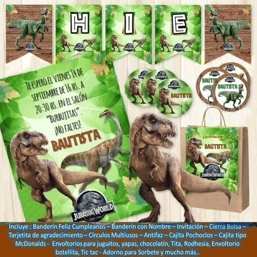 Kit Imprimible Jurassic World Dinosaurios Cumpleaños Fiesta