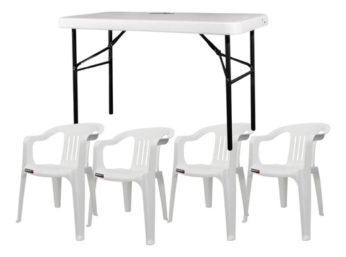 Mesa Verona 1.20 M Blanca Y Sillas Brexia Set