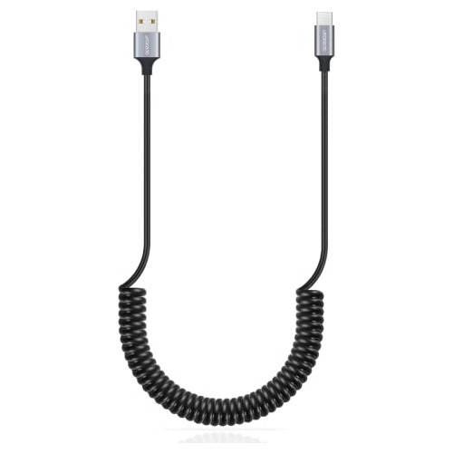 Cable Usb C En Espiral Aceyoon, Retráctil Usb Tipo C Para Co