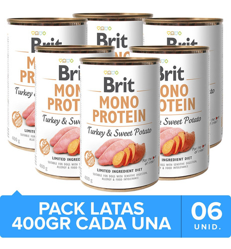 Brit Care Mono Protein Pavo Y Papa Dulce Pack 6 Unidades