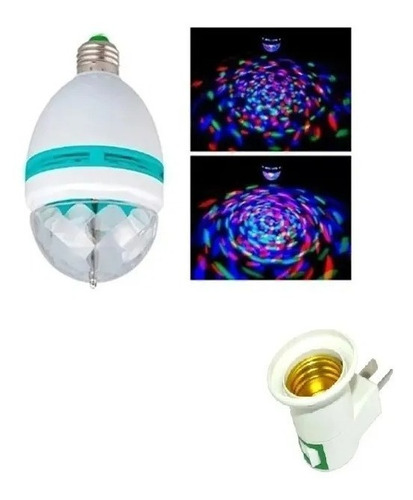 Lampara Giratoria Rgb Led Esfera Bola Luz + Portalamparas