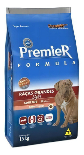 Alimento Premier Super Premium Formula Light para cão adulto de raça grande sabor frango em sacola de 15kg