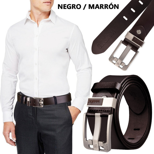 Imagen 1 de 7 de Cinturón Cuero Hombre Ajustable Alta Calidad Negro/marrón