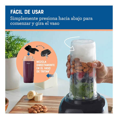 Licuadora 700 W/ 600 Ml Actifit Vaso Tritan Portatil Oster Negro
