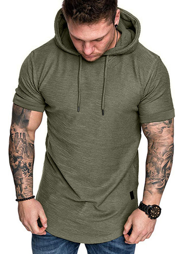 Camiseta Casual De Manga Corta Con Capucha Para Hombres