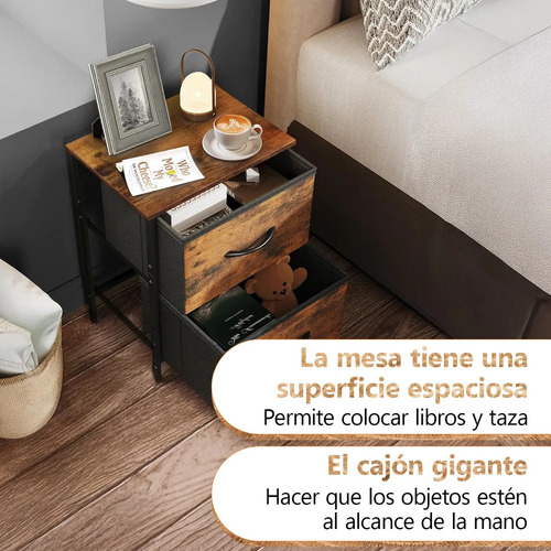 Buró FURRIFIC Juego De 2 Mesitas De Noche, Armario De Almacenamiento No Tejido Con 2 Cajones, Mesa Auxiliar De Sofá Retro Para Dormitorio, Sala De Estar, Balcón, Habitación De Niños.