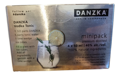 Vodka Danzka Minipack 4 Miniaturas 50cc Saborizados Aluminio