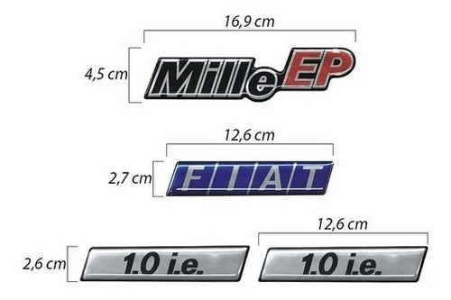 Imagem 5 de 5 de Kit Adesivos Fiat Uno Mille Ep 1.0 I.e Emblemas Resinado