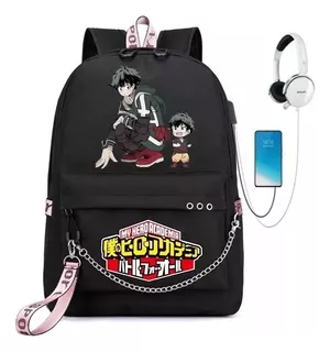 Mochilas Escolares My Hero Academia Con Puerto De Carga Usb Color Midoriya Izuku