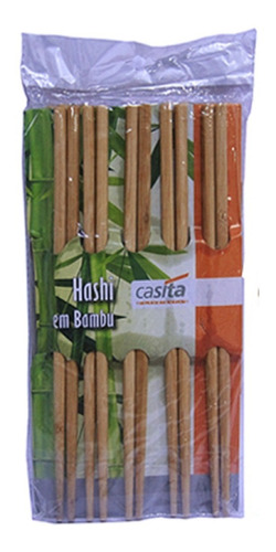 Jogo De Hashi Palito De Bambu Liso Com 10 Pares De 24cm