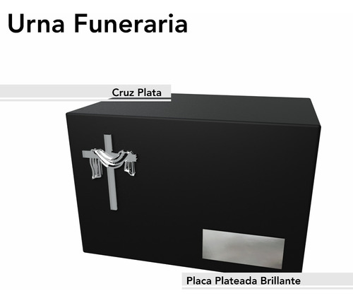 Urna Funeraria Mdf Negro Cruz Y Placa Aluminio Art20508