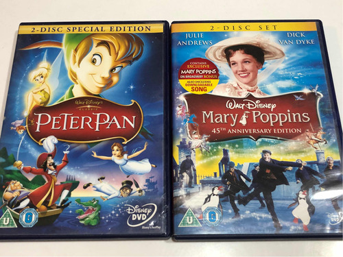 Dvd Mary Poppins + Peter Pan Solo En Inglés !!! Lote Origi