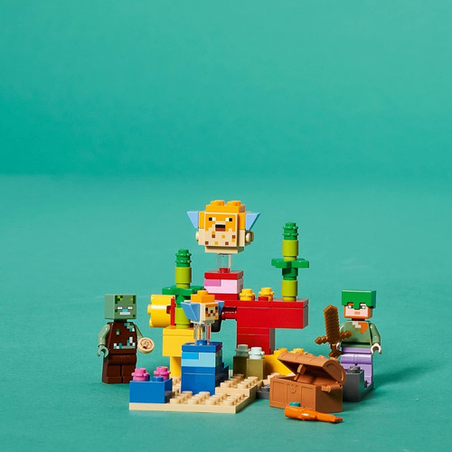 Lego Minecraft O Recife De Coral Com Afogado Peixes-balão