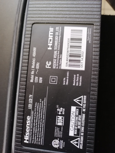 Main Hisense 40a4hv Rsag7. 820.12371/roh (Usado)
