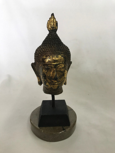 Rostro De Buda En Bronce Con Baño Oro Desgastado Antiguo