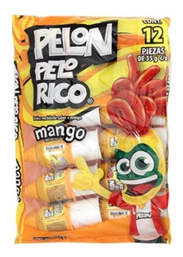 Pelon Pelo Rico Sabor Mango 12pzs Dulce Mexicano Tamarindo
