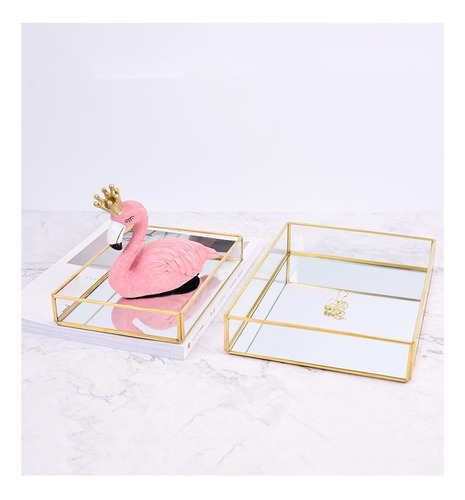 Imagen 3 de 10 de Set X2 Bandejas De Metal Para Organizar Maquillaje Joyas