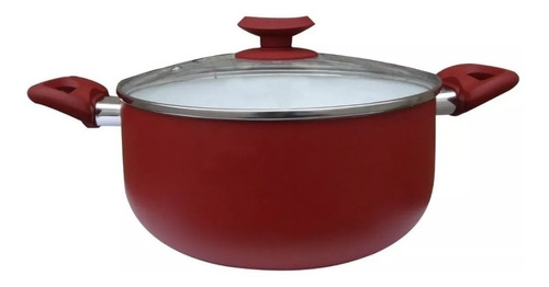 Olla Cacerola 24 Cm Antiadherente Cerámica Roja C/ Tapa