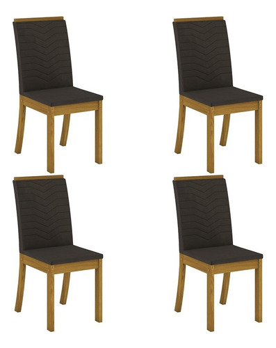 Kit 4 Cadeiras Estofadas Para Sala De Jantar Isa Nature/marr