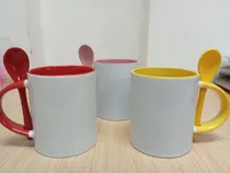 Comprar Taza 11 Oz Con Cucharita Asa Y Fondo De Color Sublimada