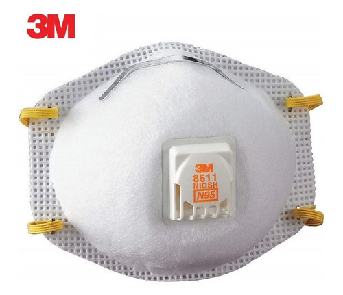 Barbijo Respirador N95 3m 8511 Con Valvula P/ Polvos Lijado Color Blanco