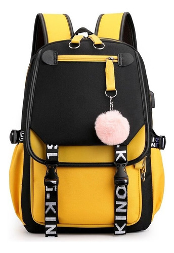 Mochila Juvenil Kawaii Coreana Com Porta Usb A