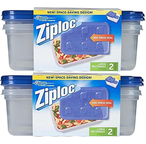 Contenedor Grande Rectángulo, 9 Tazas, 2 Unidades, Ziploc