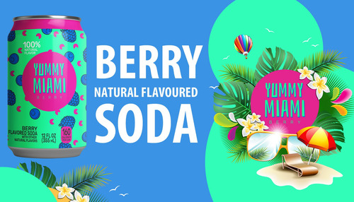 Yummy Miami Soda Moras 355ml Kosher 12 Pack