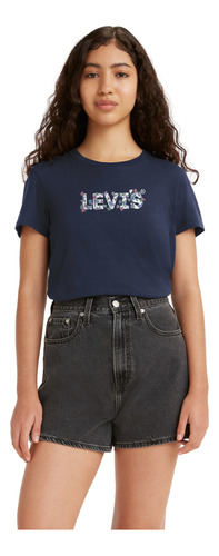 Polera Mujer Lisa Logo Azul Levis 17369-2500