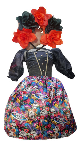 Disfraz Catrina Muerte  Dama Alta Costura + Sombrero + Envio