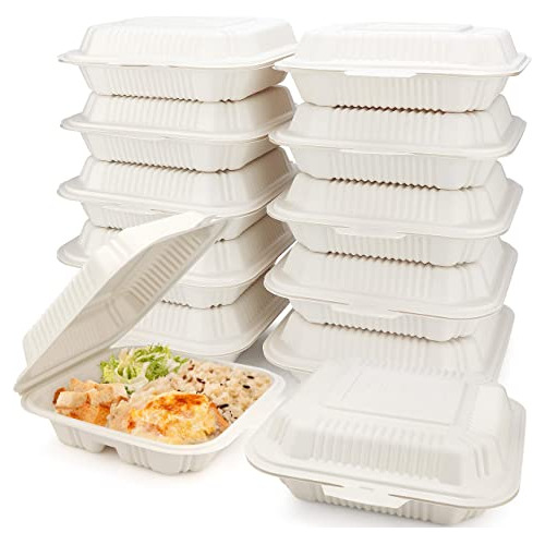 Eco Friendly 3 Compartment 100 Count 8 X8  To Go Food C...