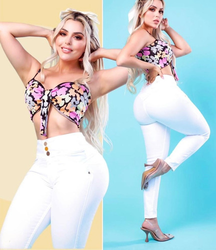 Bendita Jeans B22141 Blanco Liso Corte Push Up!