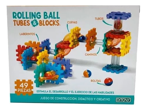 Laberinto Rolling Ball Tubes & Blocks 49 Pzs Ditoys 2565