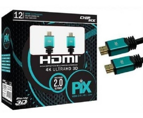 Cabo Hdmi 2.0 Premium 4k Ultra Hd 3d 018-1220 Chip Sce 12m