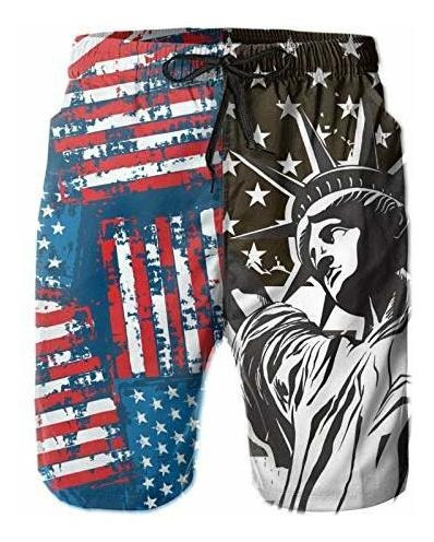 Juvenil Amp; Adult Swim Trunks, American Flag Beach B3cj1