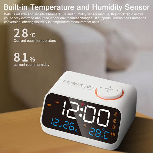 Reloj Digital Con Reloj Fm, Recargable