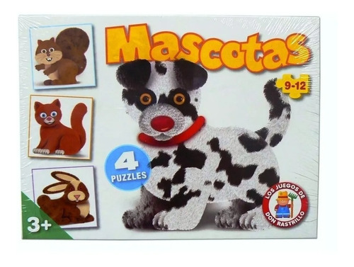 Mascotas Puzzle X 4 Don Rastrillo Infantil Didactico 