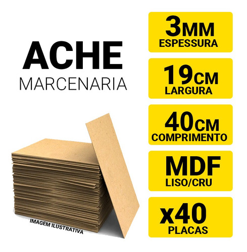 40 Placa Quadro Chapa Mdf Cru 3mm A4 | 19x40 Artesanato