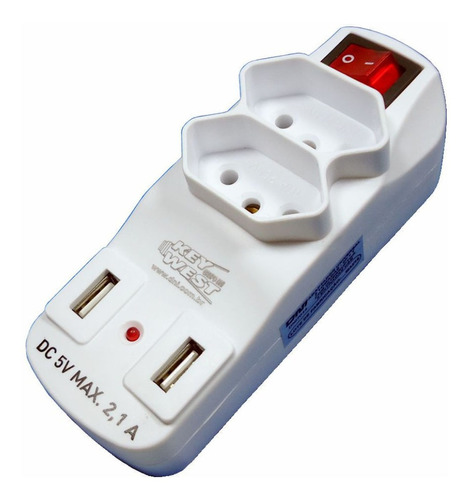 Adaptador Com Saída Usb - Dni 7014 Cor Branco 127/250V