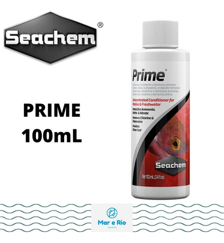 Seachem Prime 100ml Condicionador Água Anticloro Até 4000l