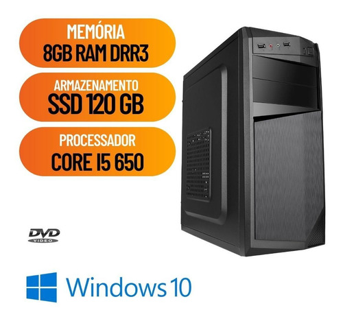 Imagem 1 de 2 de Computador Pc Desktop Cpu Core I5 3.2 Ghz 8gb Ssd 120 Win10.