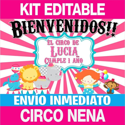 Kit Imprimible Circo Nena Editable Powerpoint