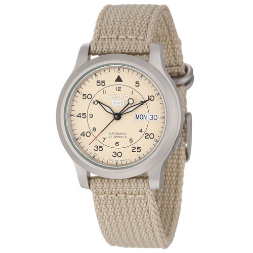 Reloj Seiko Para Hombre (snk803) Correa De Lona Beige