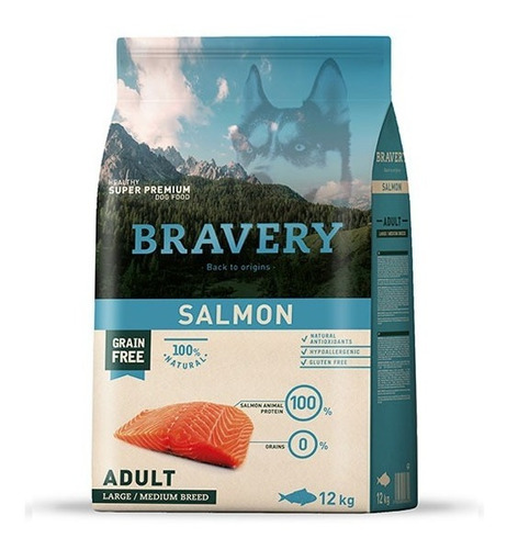 Bravery Salmon Adult Large/medium Breed 12kg Envió Gratis 