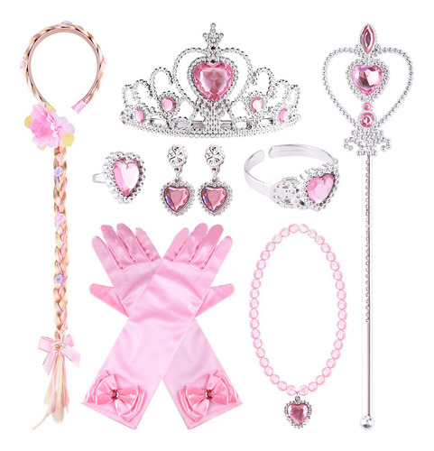 Accesorios Para Disfraces De Princesa, Tiara, Trenzas, Guant