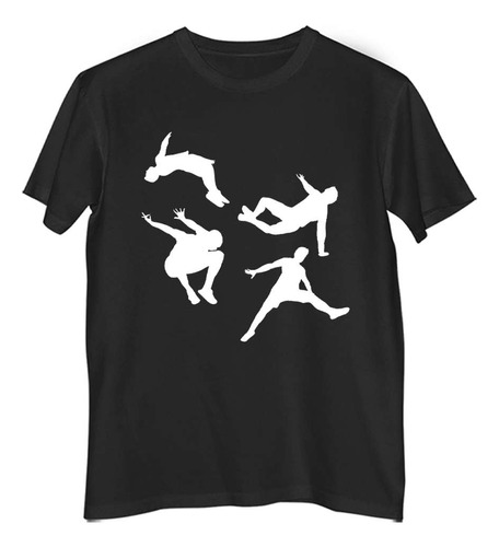 Remera Hombre Color Figuras Salto Piruetas Parkour