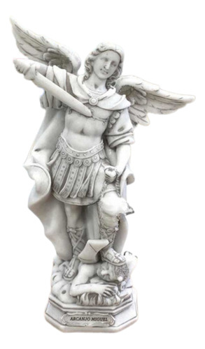 Imagem São Miguel Arcanjo 30cm Mármore Branco Anjo Guerreiro