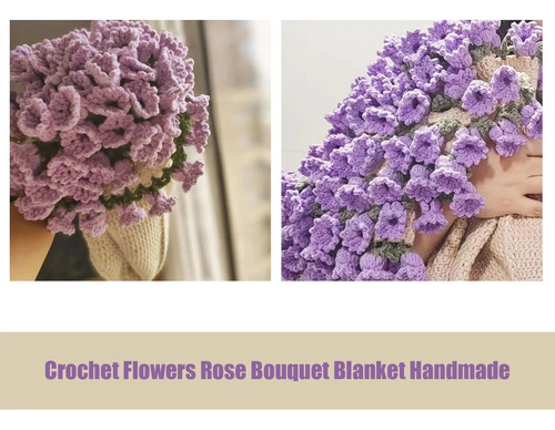 Diy Crochet Flowers Rose Bouquet Blanket Handmade Soft And