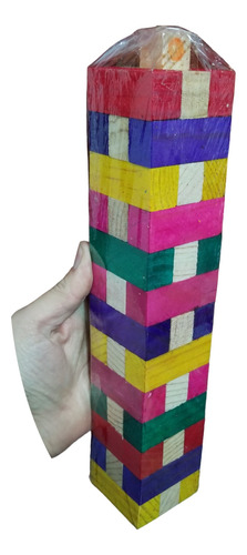 Juego Torre Bloques Colores Con Dado 100% Artesanal Madera